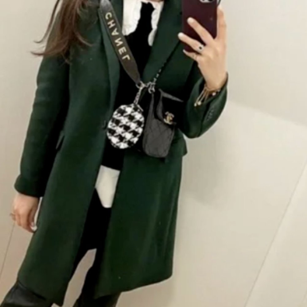 ZARA WOMEN NEW MENSWEAR STYLE WOOL COAT MANTECO BOTTLE GREEN 9164/744 XXL MEDIUM